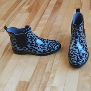 Animal print rain boots